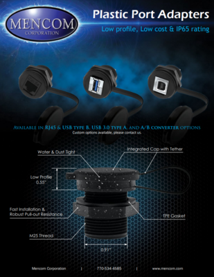 MENCOM PLASTIC PORT ADAPTERS CATALOG LOW PROFILE, LOW COST & IP65 ADAPTERS